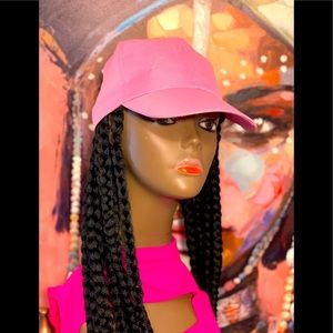Pink Hat with braids 1b 26” light weight fits All Size’s